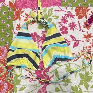 NWOT Reversible Striped Bikini Top in Yellow, Blue, and Black